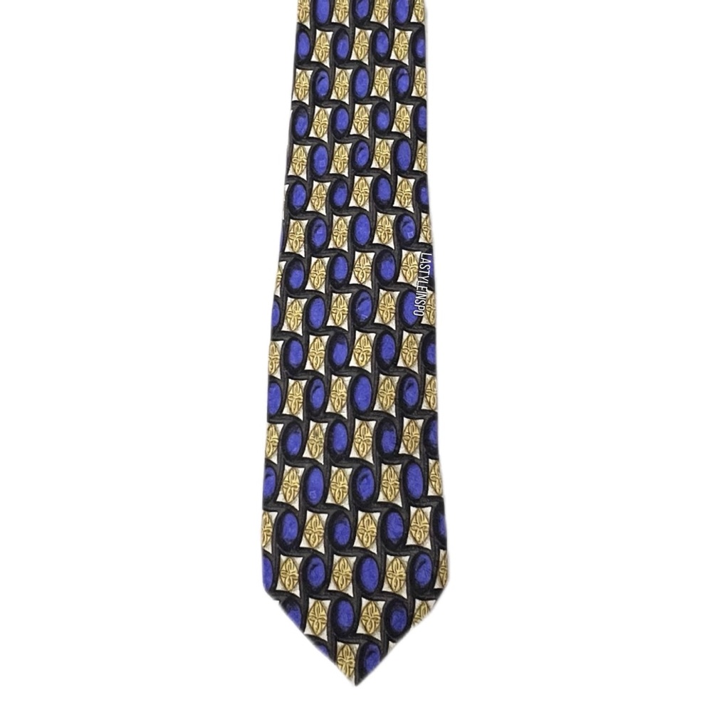 Robert Tallbot 100% Silk Tie Gold and Blue